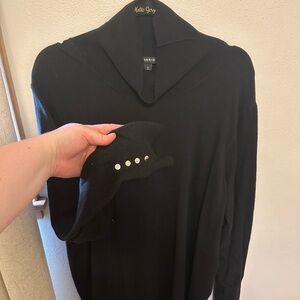 Torrid Black Cowl Neck Sweater with Button Accents